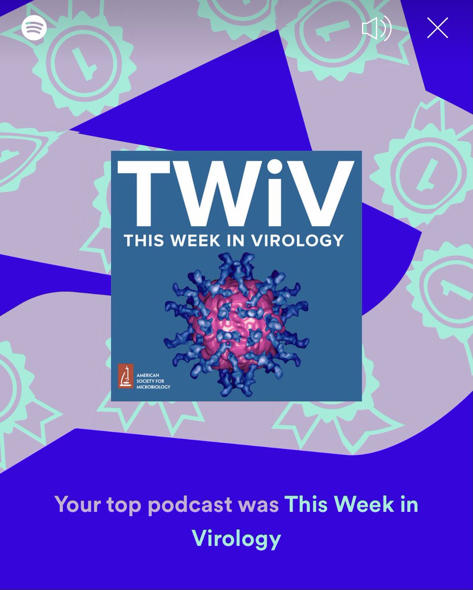 virusfantom's tweet photo. Of course it was #TWiV
Thanks to @profvrr and the crew at #thisweekinvirology
#SpotifyWrapped https://t.co/GHoR2LjnZH