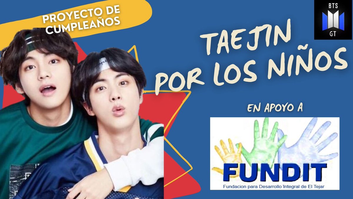 bts_guate's tweet image. 🎂PROYECTO CUMPLEAÑOS TAEJIN🐹🐯 🇬🇹

Para celebrar a #Jin y #Taehyung nos unimos a la organización #FUNDIT para apoyar a niños de madres trabajadoras💜

Puedes donar desde Q10, escríbenos para darte más detalles 👩🏻‍💻

📢También nos ayudas difundiendo🤗

Proyecto e institución ⤵️
