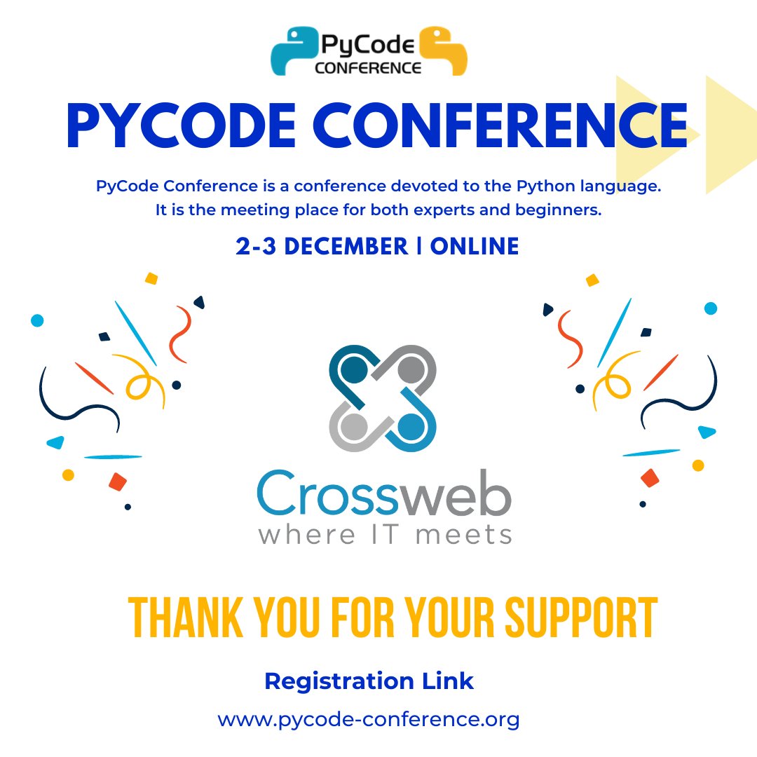 pycode_conf's tweet image. We are pleased to inform you that @Crossweb_pl has become our Media Partner. #python