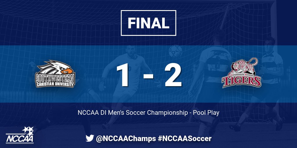 DI Men's #NCCAASoccer Game 8: <a href="/CvilleTigers/">Campbellsville Tigers</a> defeats <a href="/SCU_Eagles/">SCU Athletics</a> 2-1 in overtime to win Pool B and advance to the semifinals!
