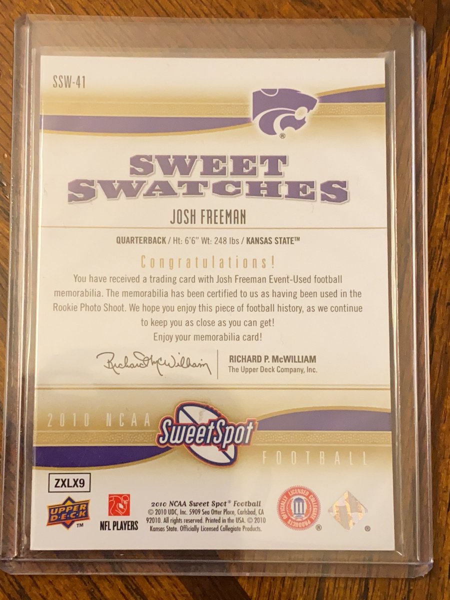 GoeringSportsCs's tweet photo. Any K-Staters out there want to add this to their collection? Just give me a price and how you want it shipped. #upperdeck #kstate #joshfreeman #TheHobby #football @1_MattHall https://t.co/ddcJNqmPpi