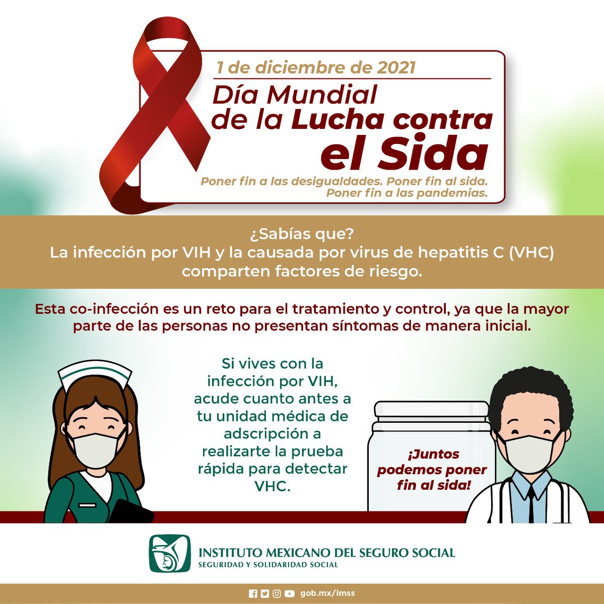 Tu_IMSS's tweet photo. La co-infección #VIH y #HepatitisC representan un reto para el tratamiento y control, ya que esta hepatitis no presenta síntomas en etapas iniciales. #DíaMundialDelSida https://t.co/iQBKyGZ73D