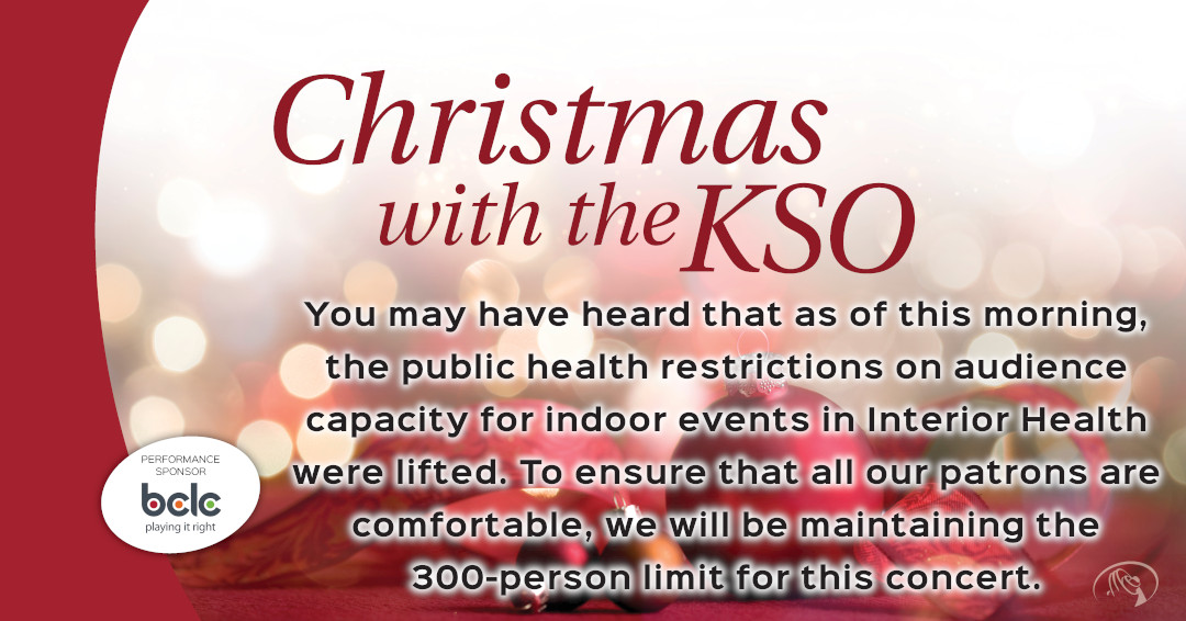 KamSymphony's tweet photo. You may have heard that the public health restrictions on audience capacity for indoor events in Interior Health were lifted. To ensure the comfort of our patrons, we will be maintaining the 300-person limit for this concert. https://t.co/0VGzAGpdBk