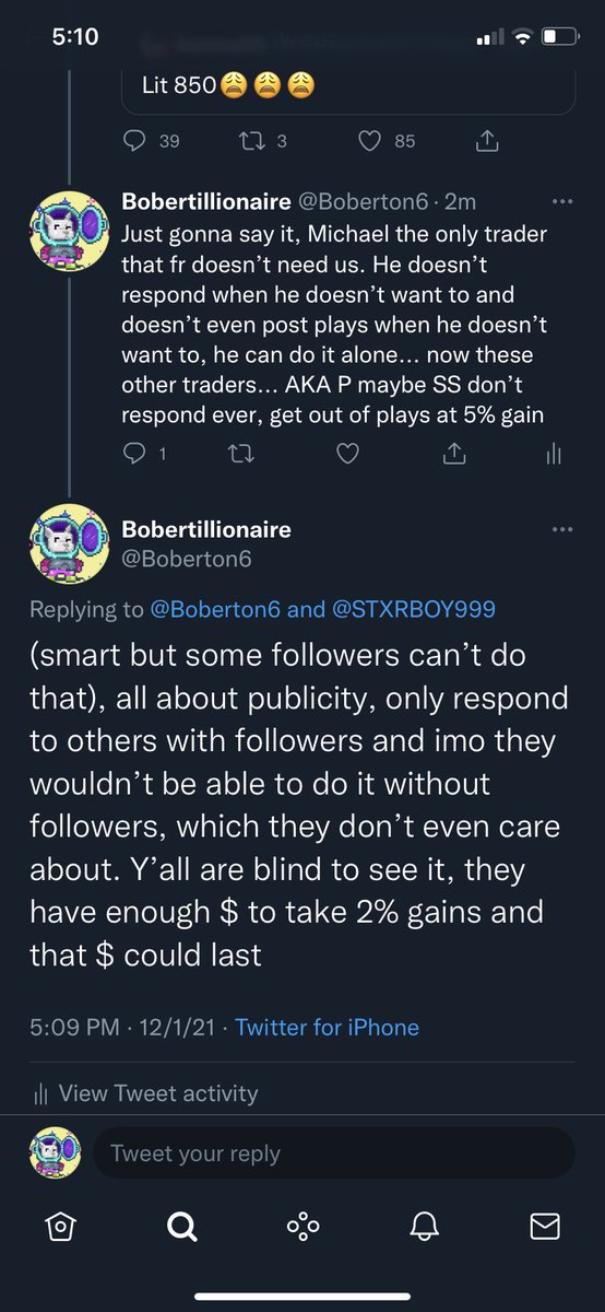Boberton6's tweet photo. My thoughts on most Twitter traders, only person who doesn’t fall under this stigma is @STXRBOY999 He can do it without us. https://t.co/PXV9y6o33r