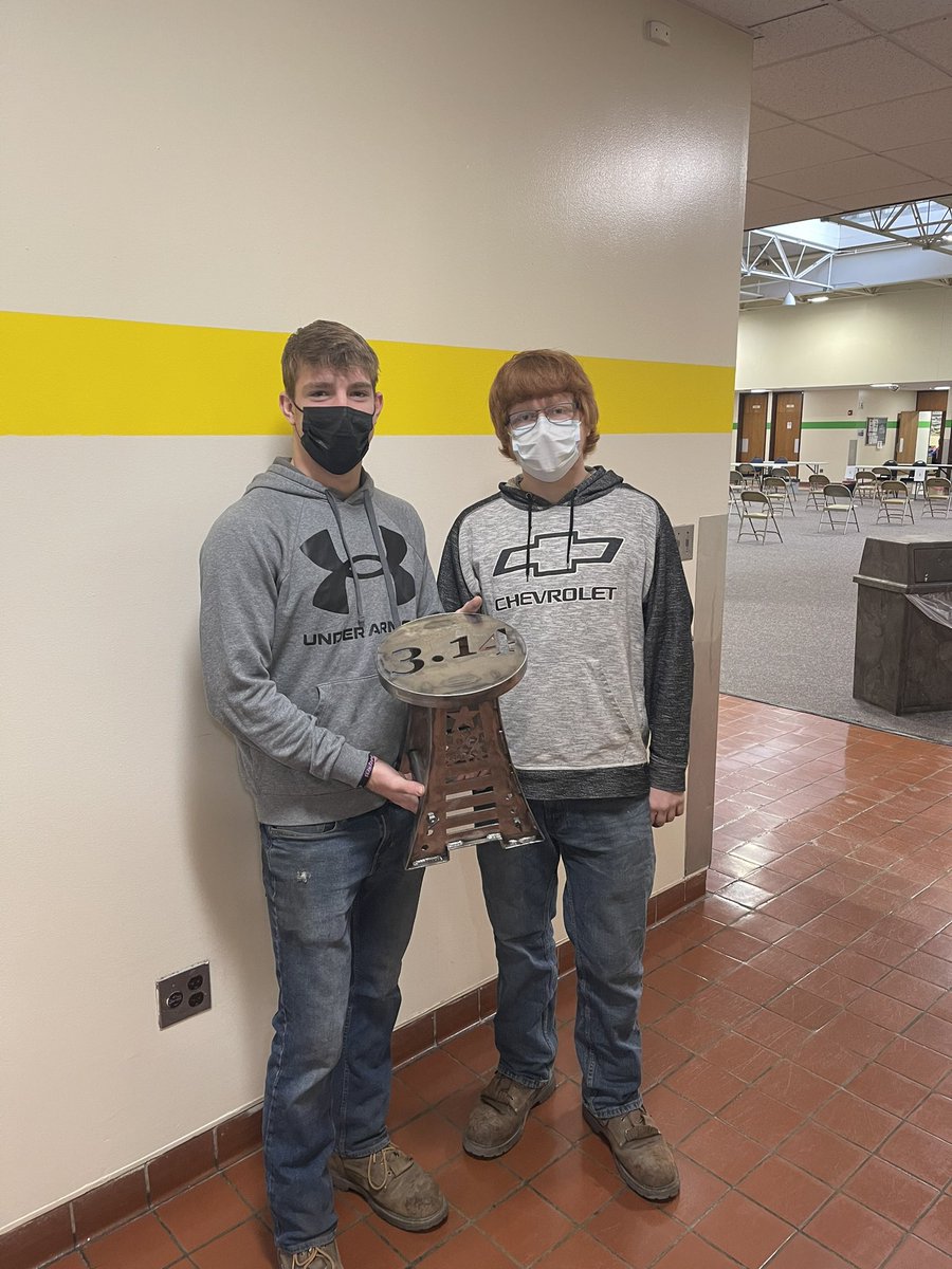 SSBindemann's tweet photo. Students in Mr Farrell’s welding class showed off their recent project… students were challenged to design and build 1/2 sized model of a stool within certain parameters. The theme of this finished product: American Pie. Well done, guys! #engaged #cte #nctec @ONBOCES https://t.co/AobfyjRm9e