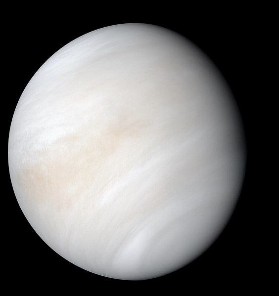 The cloud-shrouded planet Venus, as viewed by Mariner 10 in 1974.