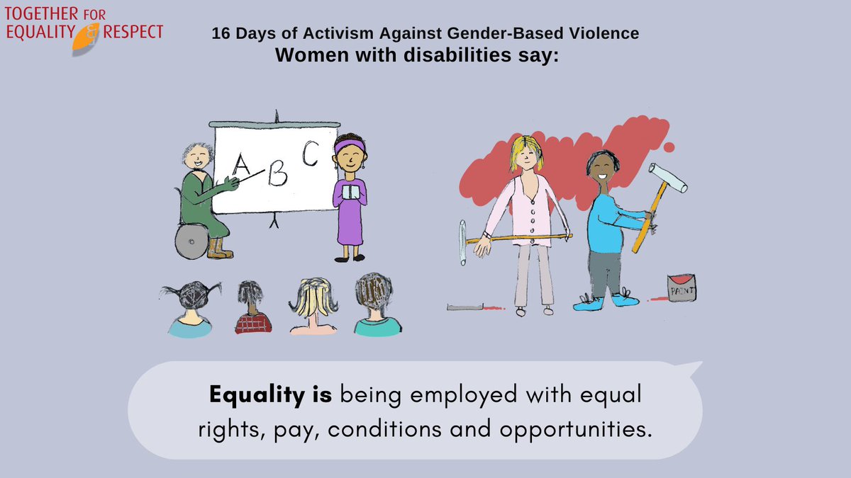 eachsch's tweet photo. Women with disabilities have the right to earn an income from work freely chosen on an equal basis with others. Does your org have women with disabilities in the team? What action are you taking to support their equitable employment?
#16Days #Margins2Mainstream #EqualityIs https://t.co/DeIvrTBI7k