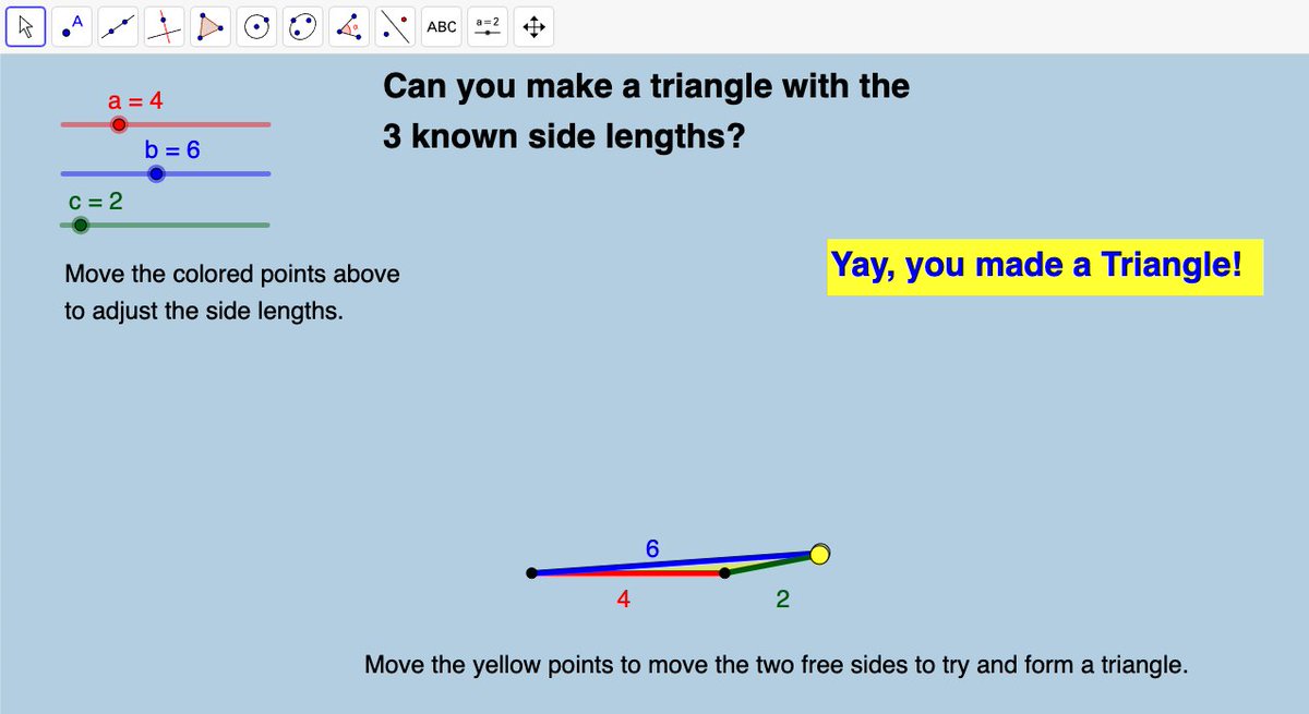 MkmoTeacher's tweet photo. Gotta be careful when using stuff others make. Grateful for what they've made, but still be careful... This was a good talking point for class today. #geogebra #iteachmath #MTBoS https://t.co/R3OzXd6wx8
