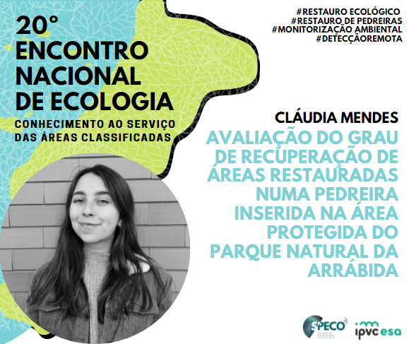 PortugalEcology's tweet photo. #20ENE | Cláudia Mendes(@CE3CResearch @EchangesC ) apresenta o seu trabalho no
âmbito do restauro e recuperação de pedreiras no parque natural da #Arrábida
#reseco #restauro #detecçaoremota #nowpresenting https://t.co/2bVd7rRv90