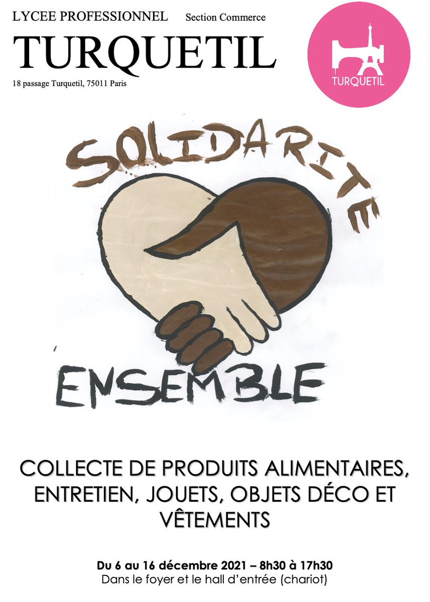 Du 6 au 16 décembre 2021 - Collecte solidaire au lycée de 8h30 à 17h30 #collectesolidaire 😀
