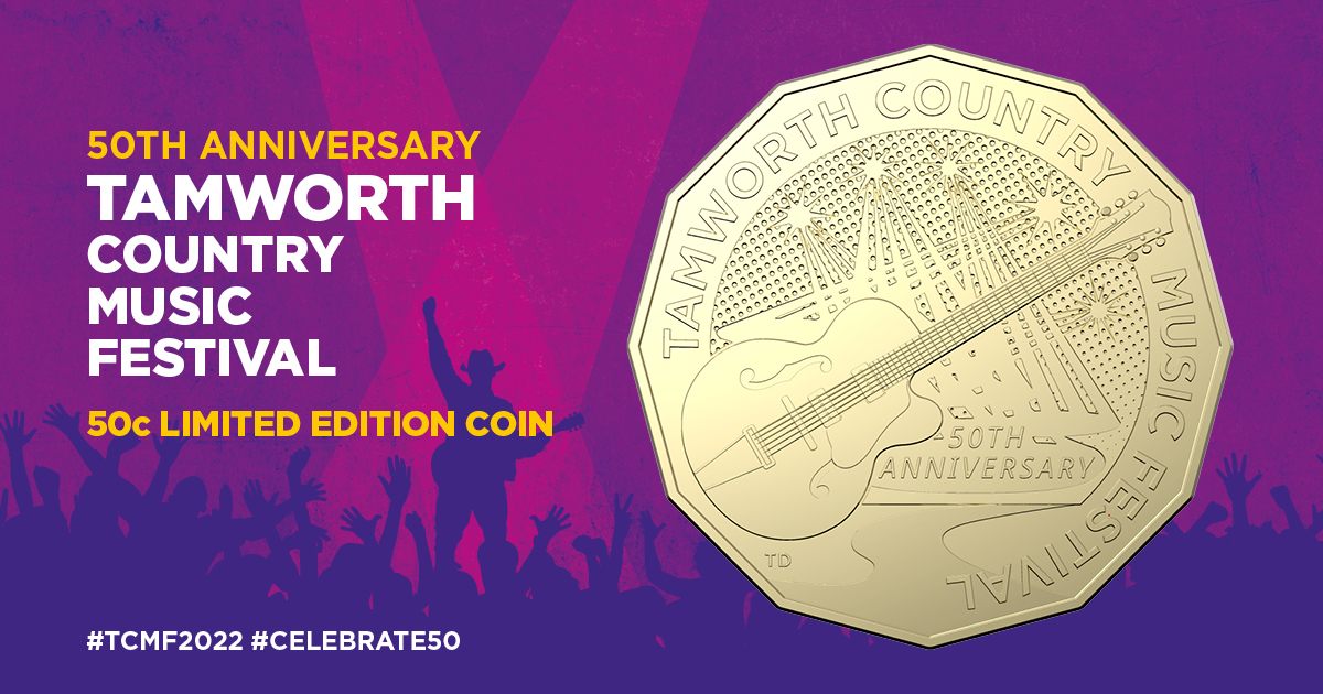 💰 We are extremely excited to announce a new commemorative coin has been minted to mark the 50th anniversary of the Tamworth Country Music Festival.

Click here to find out more: bit.ly/3xJveAY