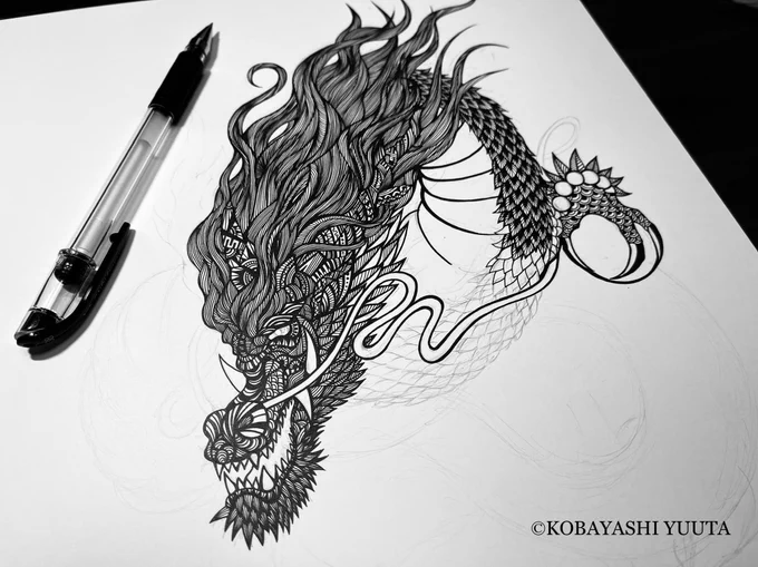 龍の進捗。
それにしても今日はいい天気だ。

#進捗
#龍
#絵 