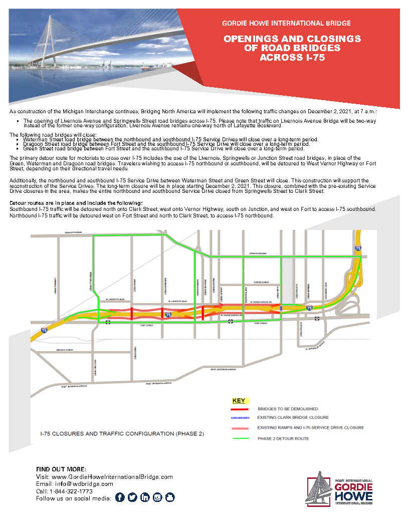 GordieHoweBrg's tweet photo. #TrafficAlert: Starting tomorrow, Dec 2, there are changes to how traffic will travel through southwest Detroit as a result of ongoing #GordieHoweBirdge work. Please see the following thread for additional details. 
@DetTraffic @MDOT_MetroDet @Detroit_TMC https://t.co/tuLqCcSNub
