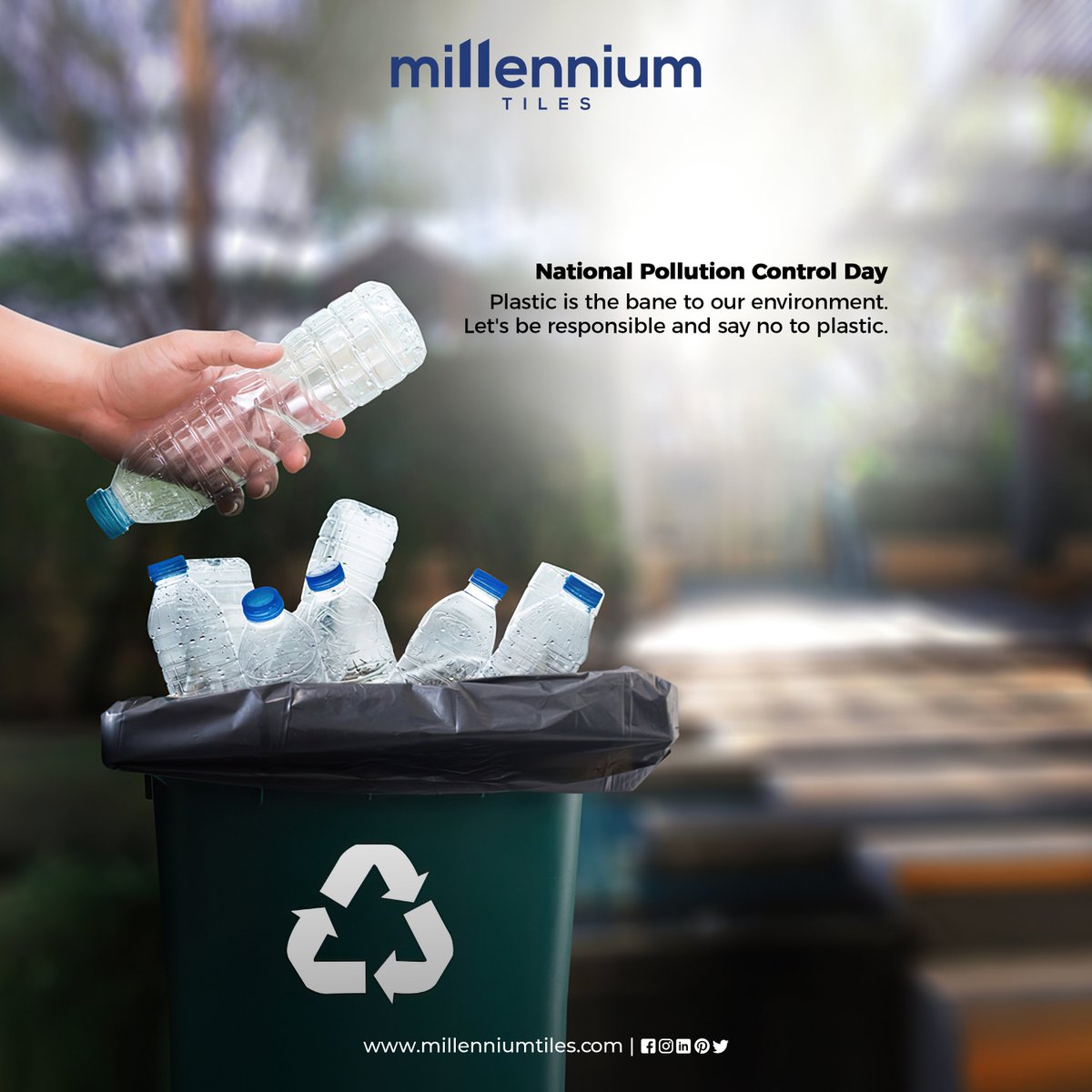 Millenniumtiles's tweet photo. Plastic is the bane to our environment. Let's be responsible and say no to plastic.
𝐍𝐚𝐭𝐢𝐨𝐧𝐚𝐥 𝐏𝐨𝐥𝐥𝐮𝐭𝐢𝐨𝐧 𝐂𝐨𝐧𝐭𝐫𝐨𝐥 𝐃𝐚𝐲
#pollutioncontrolday #pollution #nationalpollutioncontrolday #pollutioncontrol #avoidpollution https://t.co/3IXjgkVEd8