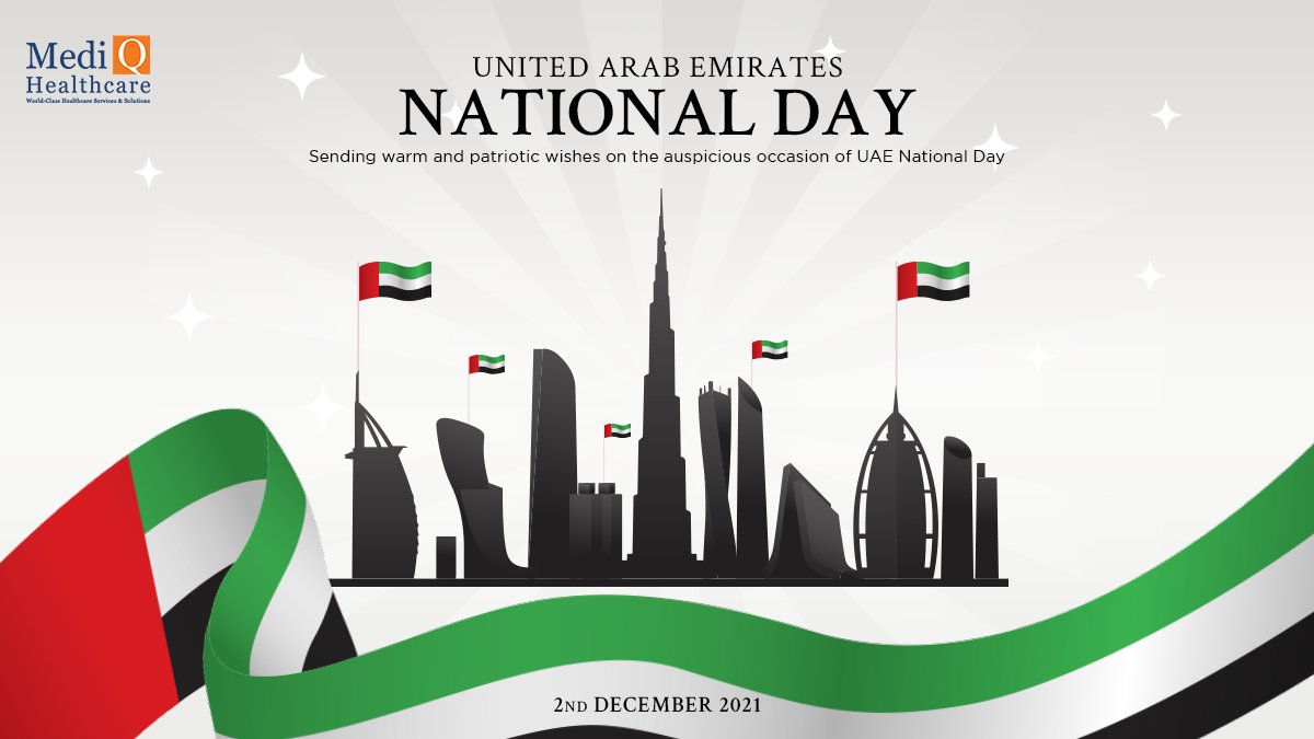 MediQHealth's tweet photo. Medi Q Healthcare Group wishes you a very happy 50th UAE National Day!
#UAENationalDay50 https://t.co/XtGAXicr22