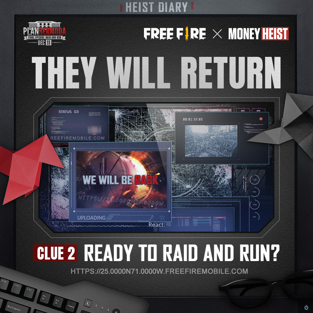 freefireeu's tweet photo. [FF x LCDP5 🏦] 2nd Clue:

Someone has already deciphered Professor's hint.
Have you❓

#FFxLCDP5 #HeistStyle https://t.co/YCxHsJFeXP
