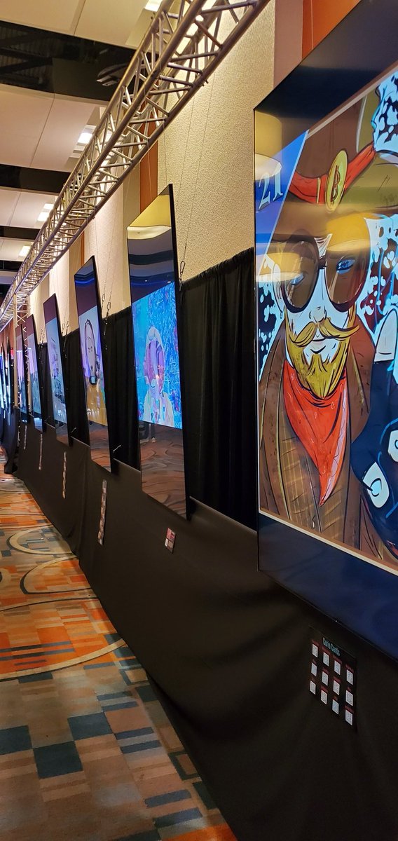 maximusmaximus's tweet photo. That was so metaversetastic! The Curio communities of @MyCurioCards and @CurioPlusOrg we're hangin' in a fine curioated exhibit at @DCentralCon
*showing the 1/1 original physical artwork the curiocard 29 was created from. #expensivethings #NFTs https://t.co/iHagf43GXm