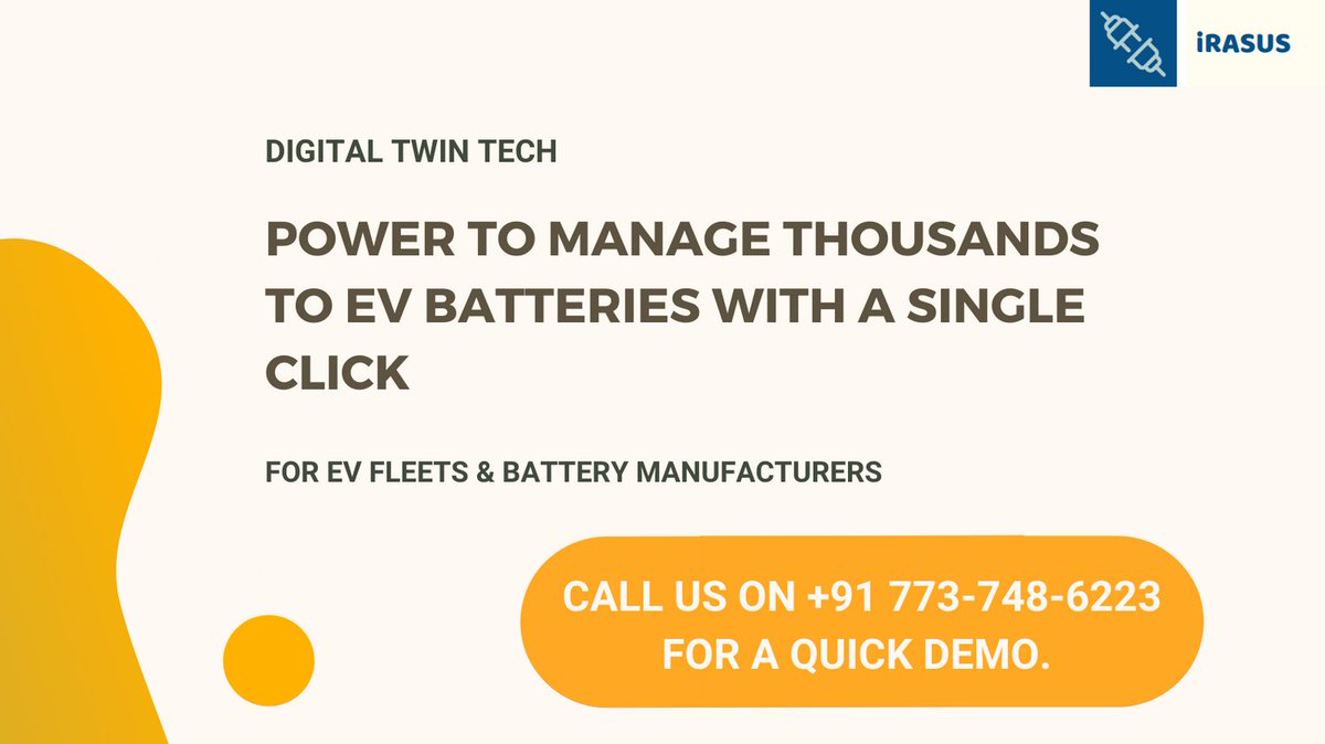 irasus_tech's tweet image. iRasus brings you power to monitor and analyze hundreds and thousands of EV batteries, down to every cell from a single dashboard. 

#ElectricVehicles #ElectricVehicle #BatteryAnalytics #Analytics #Charging #EV #StartUps #CeoInsights