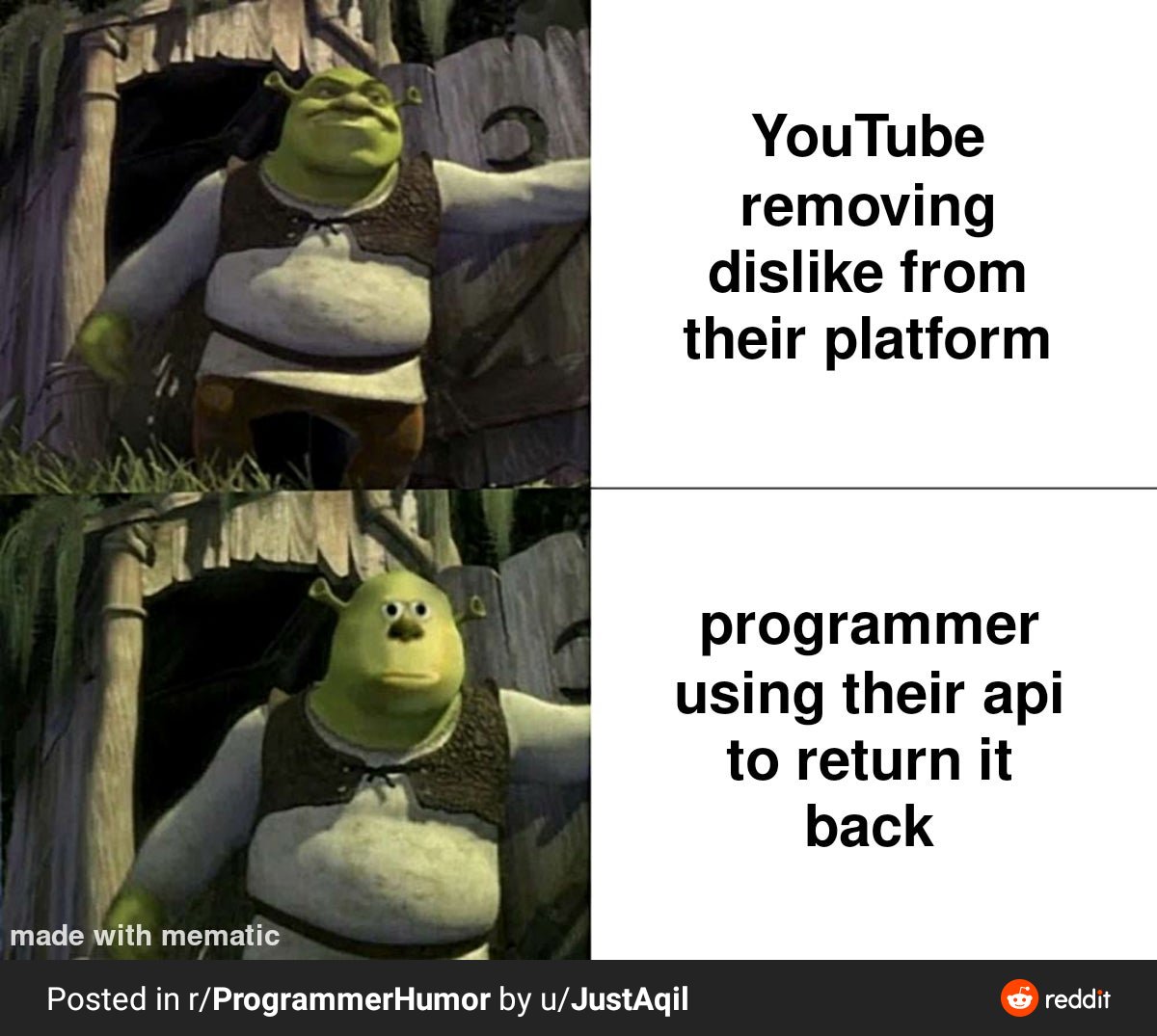 Janitastic's tweet photo. These are the moments when programmers rule the world. 😆 #dislikebutton https://t.co/Tarj64ISGr https://t.co/RA6XNCeVzG