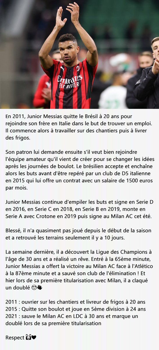 L'histoire magnifique de Junior Messias 👏😍🇧🇷