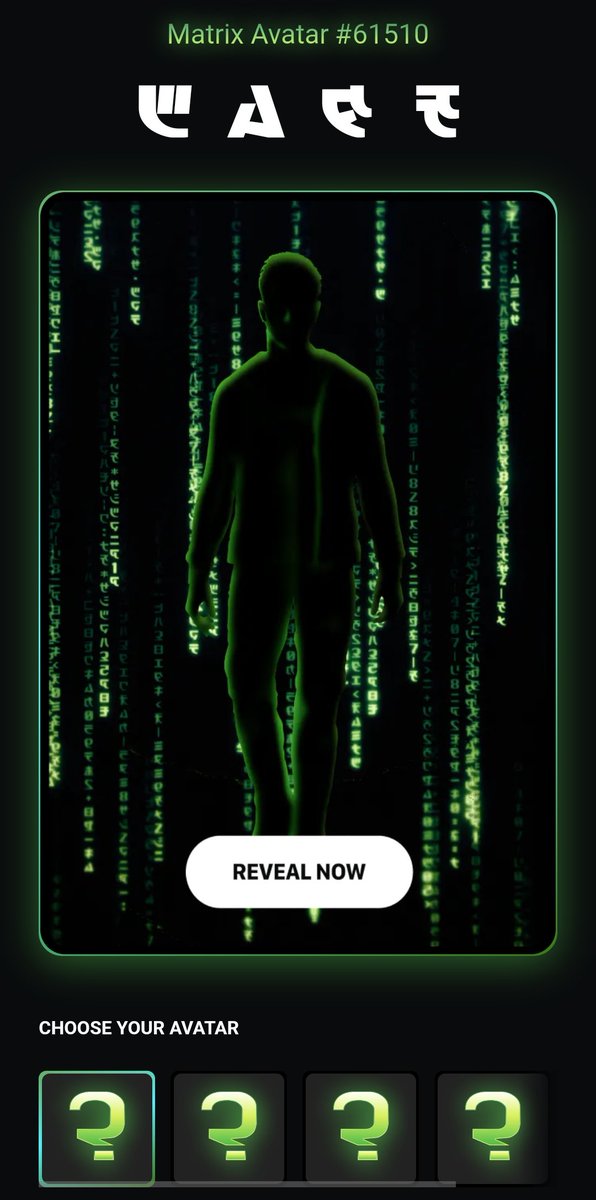 PandaCakes19's tweet image. Success!! I have my Avatar NFT&apos;s
I&apos;m so excited! I don&apos;t know what to do  with myself now. 
@Niftys @wbpictures 
#TheMatrixnft #TheMatrixResurrections