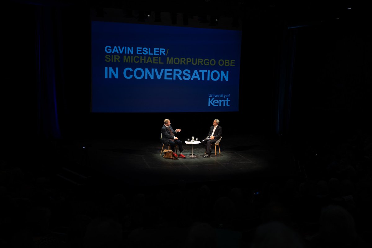 tcf_04's tweet photo. It was wonderful to welcome Sir Michael Morpurgo as the special guest In Conversation with our Chancellor @gavinesler - live from the @thegulbenkian @harpercollinsch in #Canterbury #GavinAsks https://t.co/S5nYXPTRAA