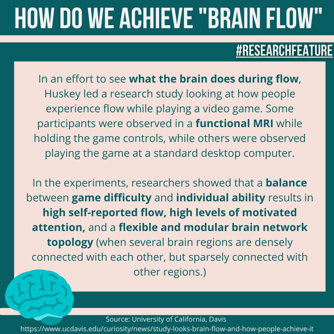 simplyneurosci's tweet image. What does it mean to be in “brain flow”? As Assistant UC Davis Professor put it, #brainflow is a state of peak enjoyment that happens when you do something difficult, but that you’re skilled at. Tap to learn more about the phenomenon! 🤔🧠💡

#neuroscience #stem #neuro #college