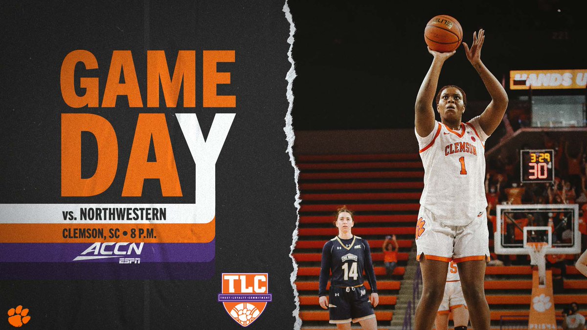 ClemsonWBB's tweet photo. ᴡᴇ ʜᴀᴠᴇ ᴡᴏʀᴋ ᴛᴏ ᴅᴏ...

#Team47 🆚  Northwestern

🗓 Thursday, Dec. 2
📍 Clemson, S.C. (Littlejohn Coliseum)
🕗 8 PM
📺 ACCN (https://t.co/1Zf0qJKpSV)
📻 Clemson Athletic Network (https://t.co/e6aMuFoWlm)
📊 https://t.co/6QMjRNag3l

#Team47 | #HYBL https://t.co/EMwTcxa5HV