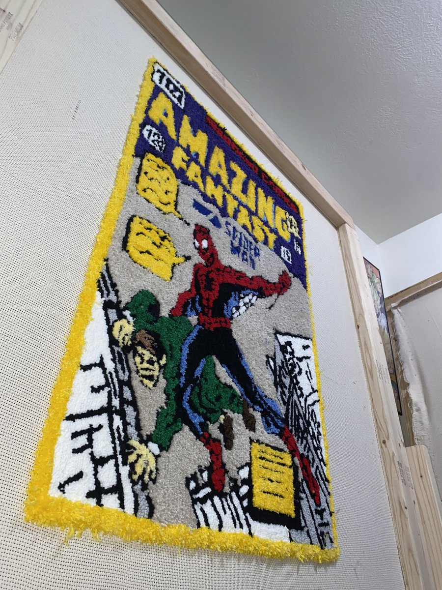 MatPerez7's tweet photo. 20+ hours. My biggest and best rug; multi-textured Spider-Man Comic.
Please, share my work and my business. It costs $0 to share, but helps me out tremendously! Love you all ❤️🕷🕸
@SpiderMan @TomHolland1996 #NoWayHome  #CustomThreads https://t.co/CelrhtlEKg