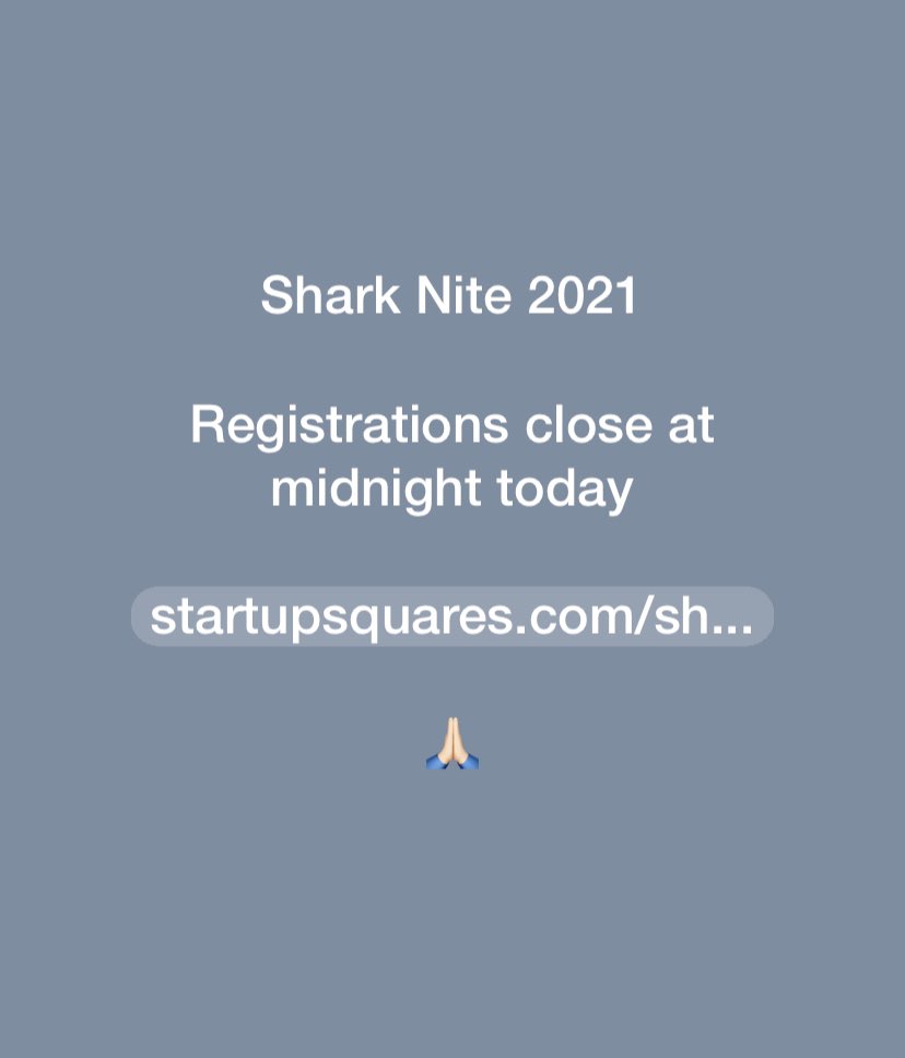 startupsquares's tweet photo. Last day for you to decide to avoid it or be a part of it
https://t.co/Tttp9MbKE7
#startupsquares #sharknite2021 #sharknite #ValidationEvent #sssn2021 #teamsharknite https://t.co/ls4yBjbrPY