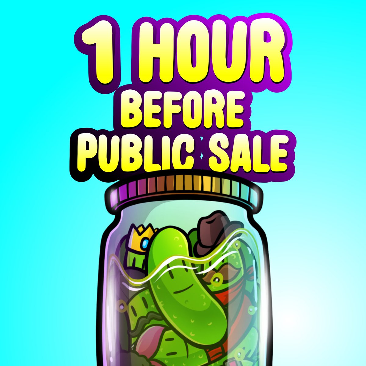 The public sale will go live in 1 hour on our official website, picklepunk.io (link in bio). If you don't know how to mint yet, you can watch our Youtube video in our bio link. You will need a MetaMask wallet with Ethereum in order to mint. 

LET'S GET PICKLEY! 🥒