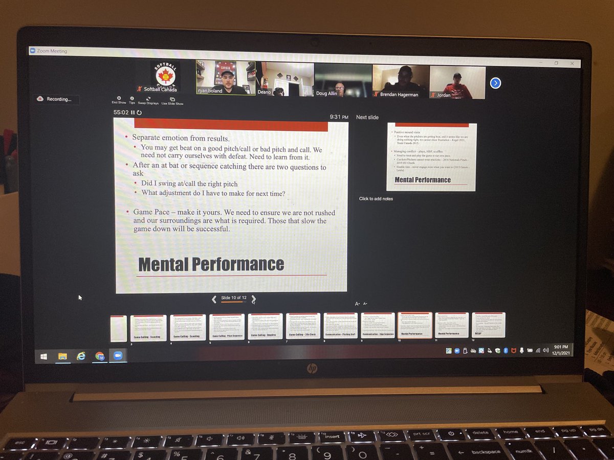 Awesome to have ⁦<a href="/BolandRyan/">Ryan Boland</a>⁩ sharing his insights with the ⁦<a href="/SoftballCanada/">Softball Canada</a>⁩ U23 MNT. #feartheleaf #teamfirst