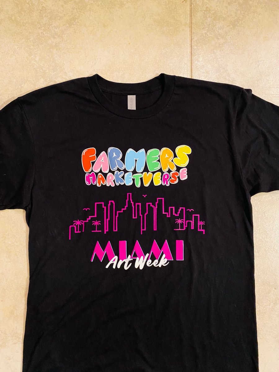 FarmersMktverse's tweet photo. FMV x Miami Art Week T's!
A gift for all the homies holding a Patron(s) that will be in the 305.
Unable to attend? We got you - stay tuned post MAW!
#NFT #FMV #Merch #LotBasel @staxabillion https://t.co/XIXigT4r0H