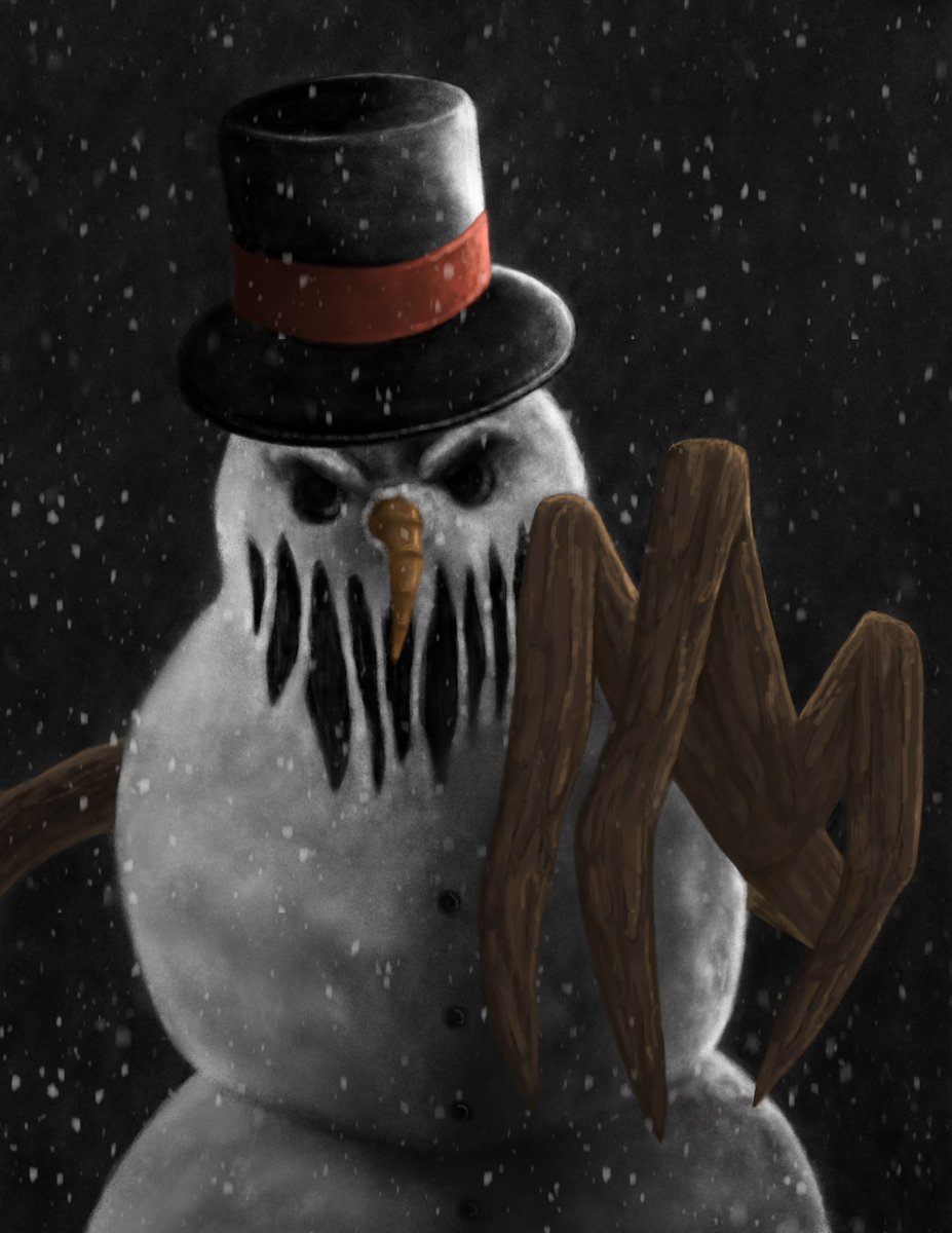 “Wicked Winter” - Prints of this are available on Etsy, check the link in my bio if you’re interested! 😈⛄️ #December1st #art #Christmas