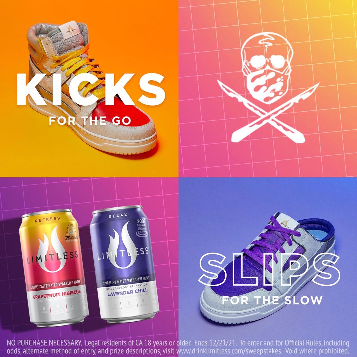 #ad TSS x Limitless. Two sneakers designed for whatever you're up for. Want a chance to win a pair? Enter now at drinklimitless.com/sweepstakes #LimitlessKicksSlips #Sweepstakes
 
No purchase necessary. 18+ CA residents only. Ends 12/21/21. Rules: drinklimitless.com/sweepstakes