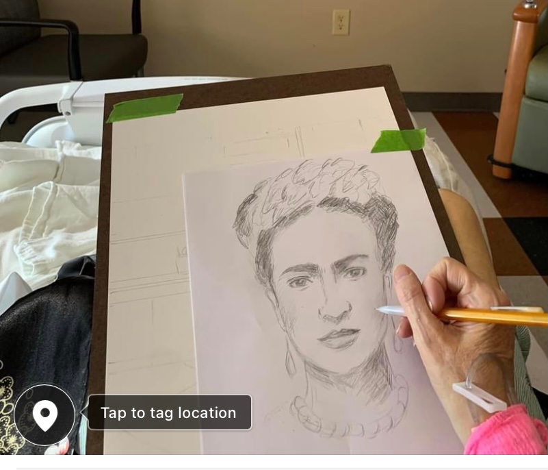 Been in the hospital and have kept doing artwork.  My cancer has progressed so we will stop chemo and go back to targeted genetic therapy pills.  Luckily, I feel good and my wonderful oncologist is optimistic.   #ResearchMatters #lcsm <a href="/lcfamerica/">Lung Cancer Foundation of America</a>