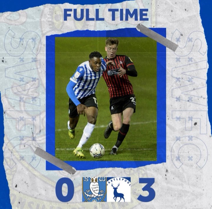 wc1867's tweet photo. @mfc_aaron @cafc_daniel @pfcmichael @PFCMilly Full time at Hillsborough and the Owls are out of the @PapaJohnsTrophy.
#SHWHAR https://t.co/Cczfu1BXmv