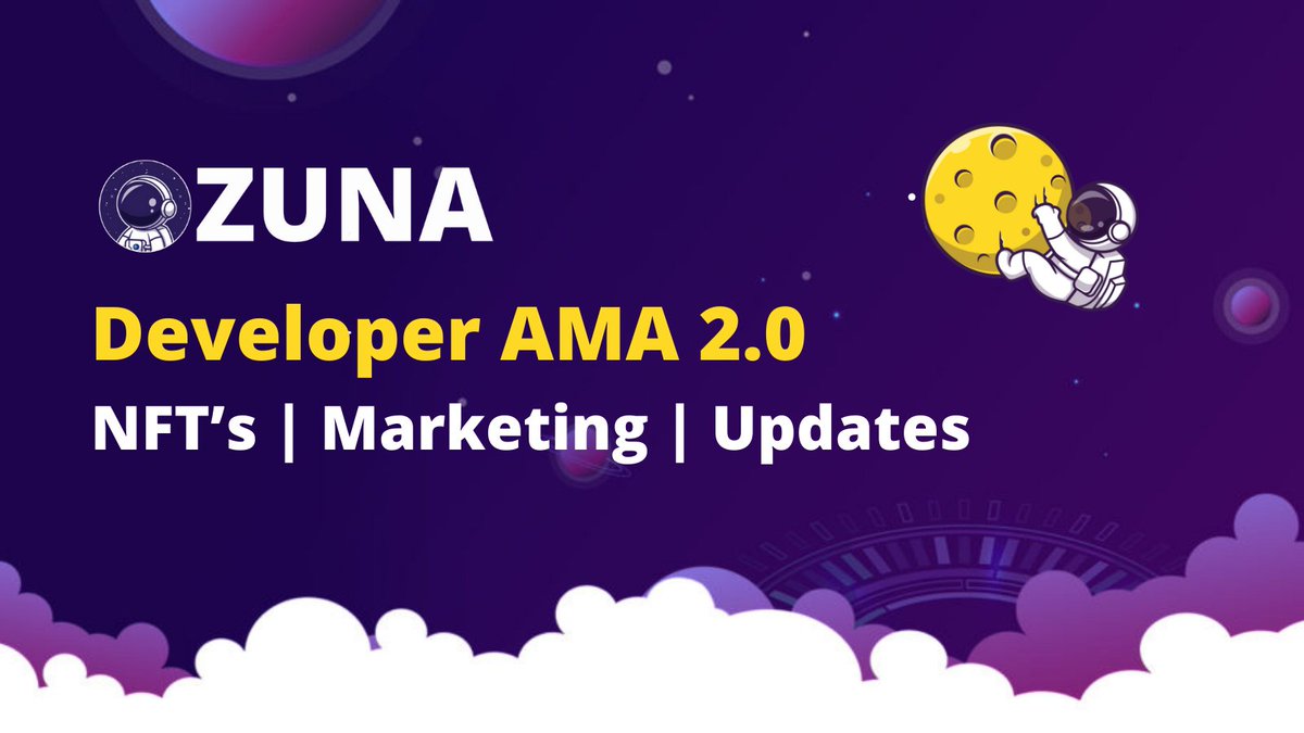zunacoin's tweet photo. Developer AMA 2.0 Starts in 20 minutes! Join via the link below! We will be talking about our upcoming NFT projects, going over marketing plans and updates as well as answering your questions.

https://t.co/CGw1aVGbyI

#zunacoin #zunadevelopers https://t.co/H9qGb1XmO1