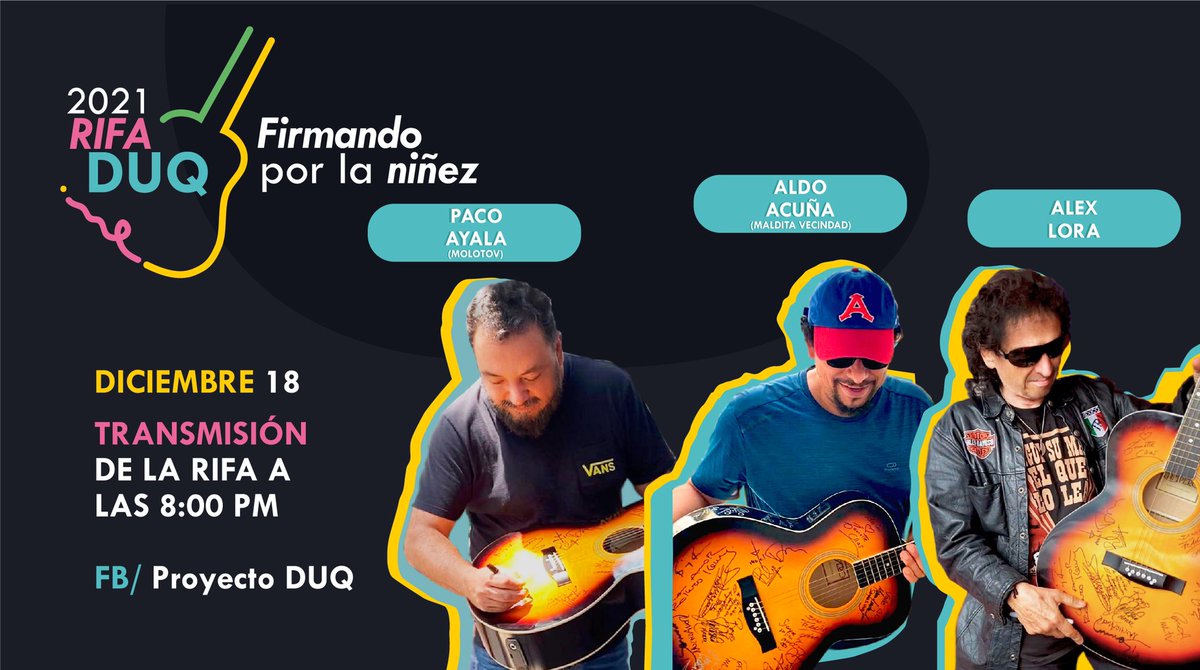 DuqProyecto's tweet photo. ¿Aún no tienes boleto?
¡Corre por el tuyo! 

#musicos #rifa #cdmx #niñas #niños #guitarra 
#autografos #proyectoduq 
#firmandoporlaniñez https://t.co/GL6B9OYSyb
