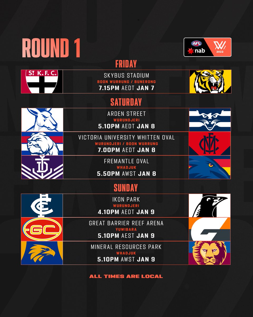 aflwomens's tweet photo. The 2022 NAB AFL Women's Fixture has arrived 👀

Check it out now: https://t.co/IaDV0Zspxy

#AFLW https://t.co/qOp2pGL6nV