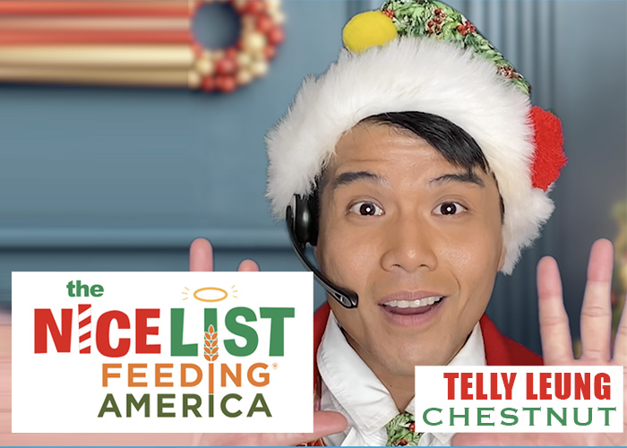 We are raising money for @feedingamerica. Donate what you can and get a special link & password to watch THE NICE LIST on @bwayondemand and see @tellyleung as Chestnut!