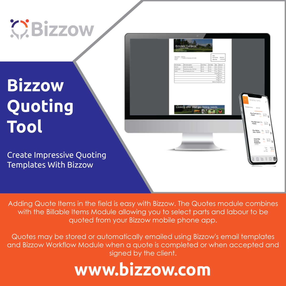 💲 Creating an impressive quote is a thing of the past. Bizzow's optimal quoting tool give you a quick and easy approach to efficiently create quotes for clients.

See for yourself how our quoting tool works: buff.ly/3sCI4OV

#quotes#Bizzow#jobdispatch