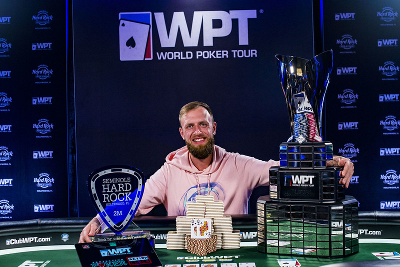 ChadAHolloway's tweet photo. Lithuania's Gediminas Uselis pulled off a huge bluff and then won a heads-up cooler to ship the @WPT Seminole Hard Rock @shrpo Rock 'N' Roll Poker Open for $778,490 at Wednesday's final table. #RRPO
Check out the PokerNews recap -> https://t.co/imoHqJa8rN https://t.co/Mij1CkQAL9