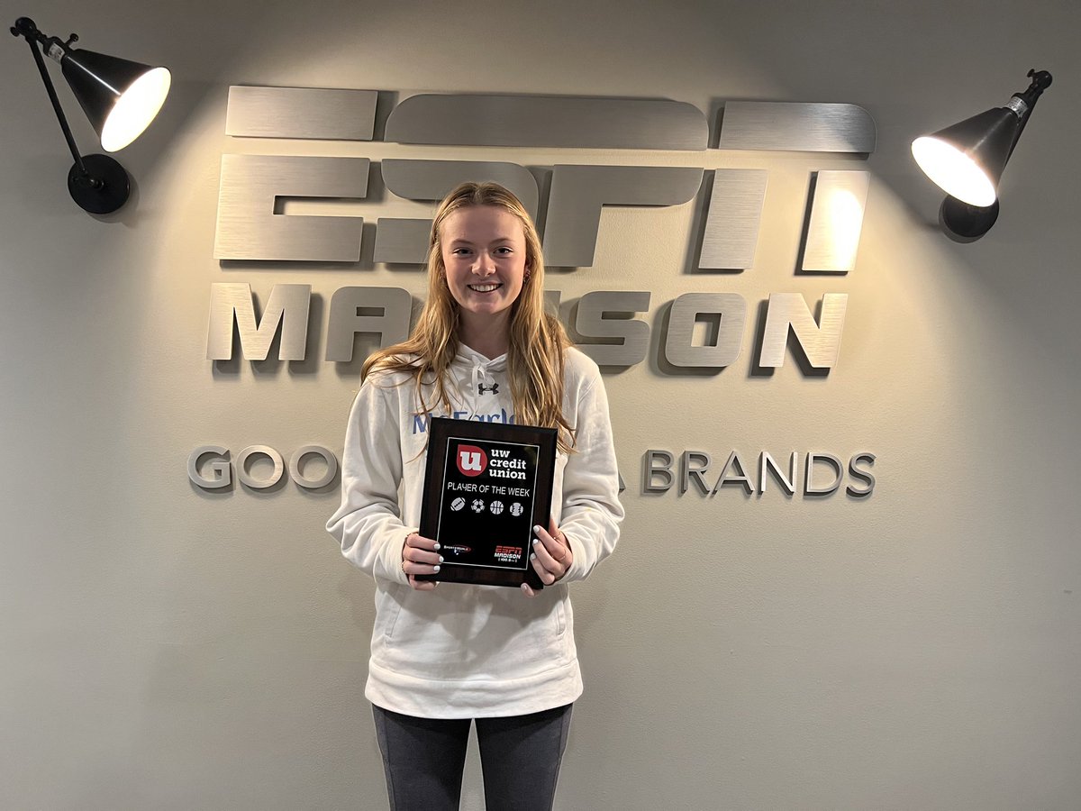 Congratulations to our <a href="/UWCreditUnion/">UW Credit Union</a> Student Athlete of the Week, <a href="/Maddy_fortune/">Maddy Fortune</a> from McFarland High School! #PrepMania
