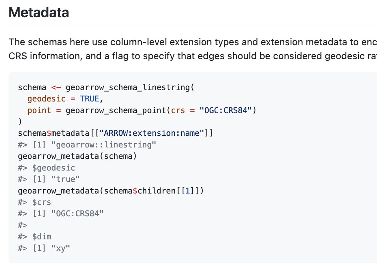 As an implementation junkie, I couldn't help but prototype <a href="/ApacheArrow/">ApacheArrow</a> geometry in #rstats. Give it a test by writing your big geodata to parquet! If you're keen, leave some feedback on the draft spec/implementation too! github.com/paleolimbot/ge… github.com/geopandas/geo-…