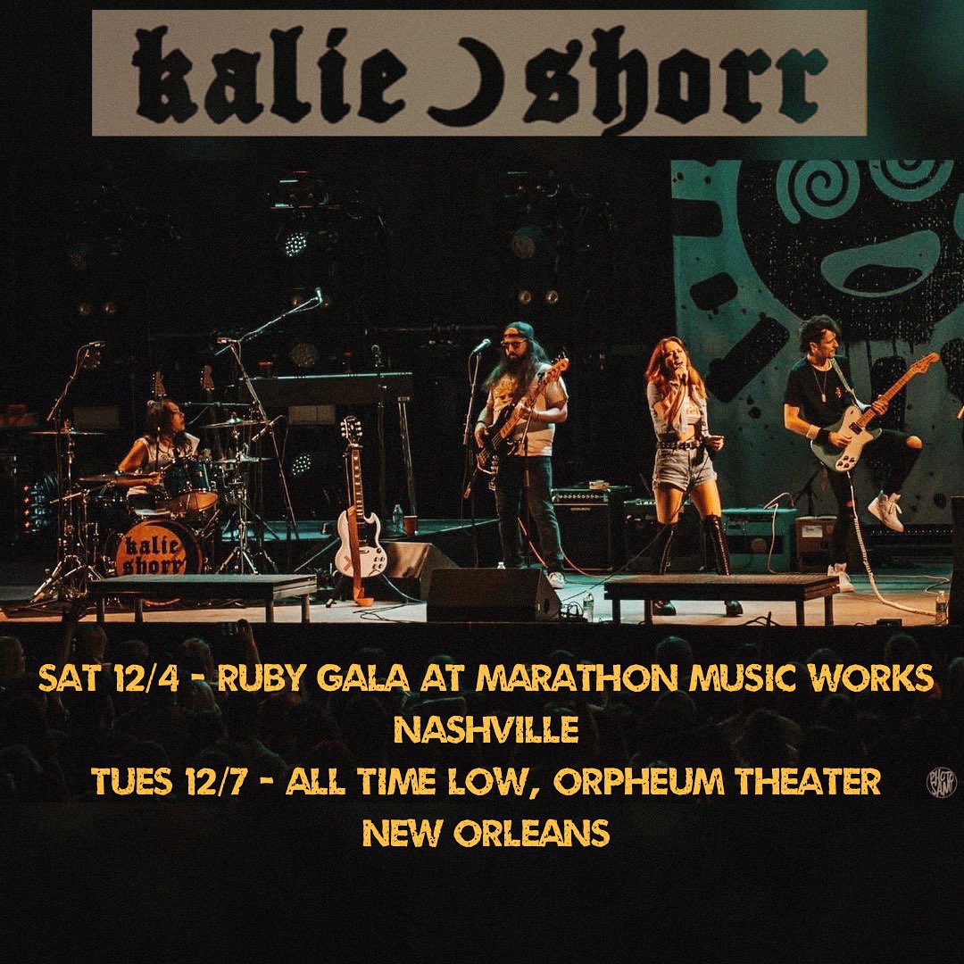 Tamachick's tweet photo. Two more shows w/ @kalieshorr (and the guys @jessedevine and @JacksonLMoody) this year!
12/4 - Ruby Gala at @mmusicworks
12/7 - @orpheumnola in New Orleans opening for @alltimelow
➡️Tix in bio⬅️
OG photo: @photo_sami
#KalieShorr #RubyGala #AllTimeLow #worldaidsday https://t.co/yrfVB2XIfz