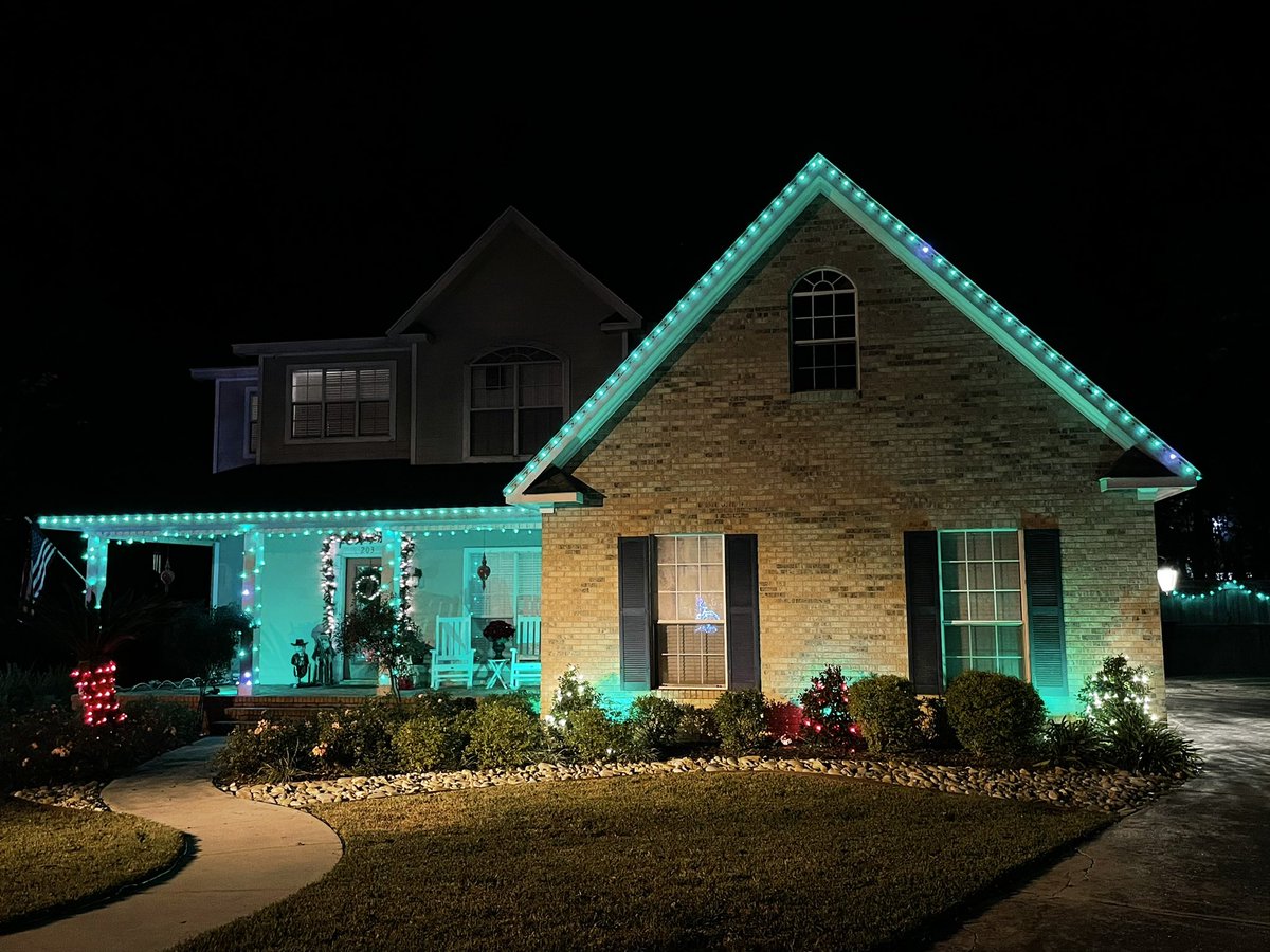theITrebel's tweet photo. (1/2) It’s December 1 and I got everything lit just in the nick of time. The many shades of Christmas! #christmaslightshow #ledlights #falconpiplayer #kulplights https://t.co/2qU3s3auuQ