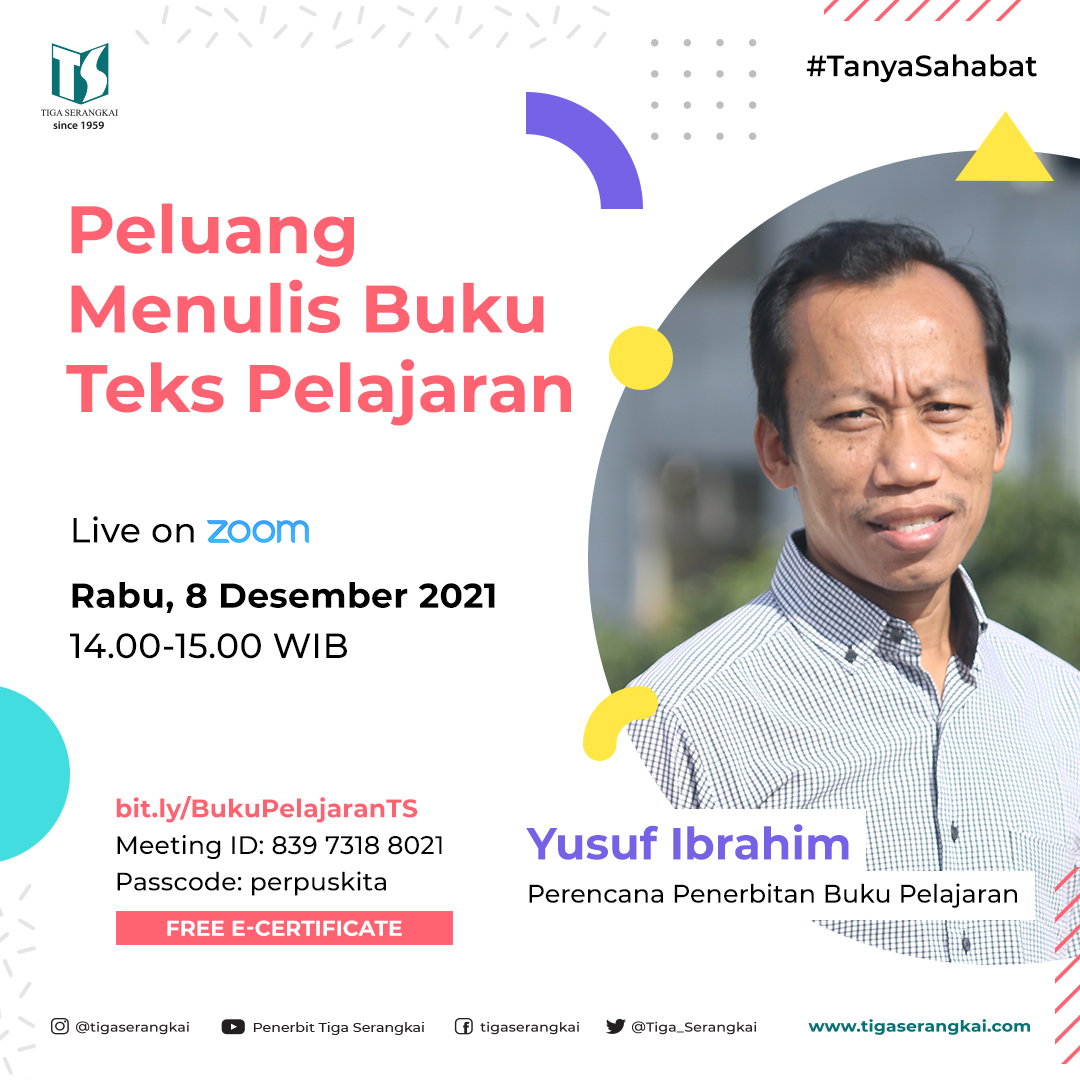 Yang tertarik pengin nulis buku pelajaran, bisa nih luangin waktu ikutan #webinargratis minggu depan.

Peluang Menulis Buku Teks Pelajaran
Rabu, 8 Desember 2021
14.00-15.00 WIB
bit.ly/BukuPelajaranTS

#freewebinar