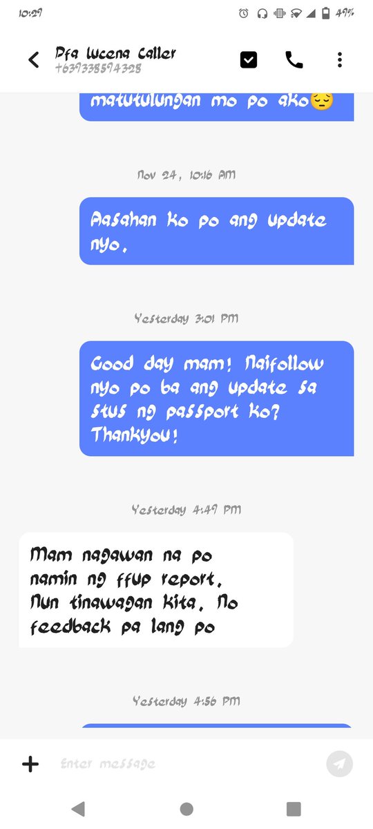 LeeBoNah2's tweet photo. @DFAPHL @dfaoca @teddyboylocsin  good day po! 7months na po untill now wala padin daw po feedback sa status ng passport ko. Nagfollow up po aq sa dfa lucena yan po ang reply nila. Please need gelp @teddyboylocsin 😭@dfaoca,🙏 https://t.co/zMboQCzcqB