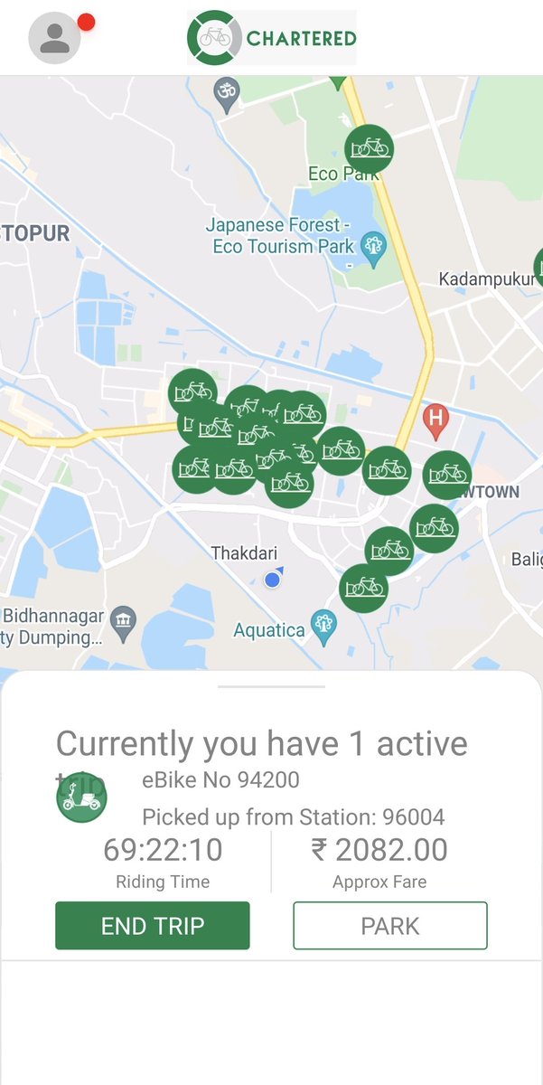 sunilhoon's tweet photo. @mycharteredbike Great riding experience. Terrible unresponsive app. Poor CustomerService. Ended trip in 30mins. Spoke to CS. Whatsapped. Meter still ticking 70 hrs and ₹2082 later. 🤣😠 https://t.co/rjrHCcWMzS